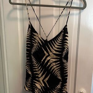 Ba&sh silky tank top in black and cream print